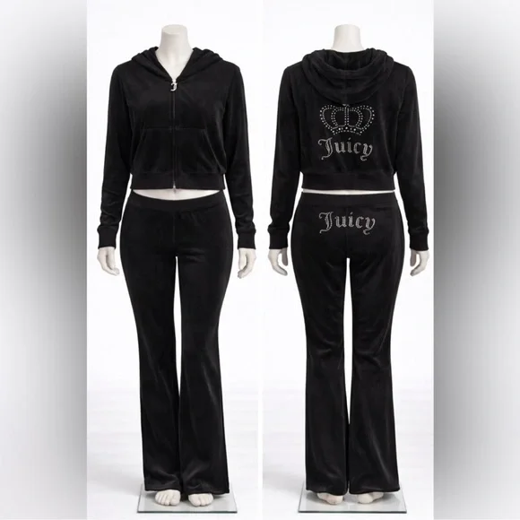 Juicy Couture Black cropped Hoodie L - Picture 4 of 9